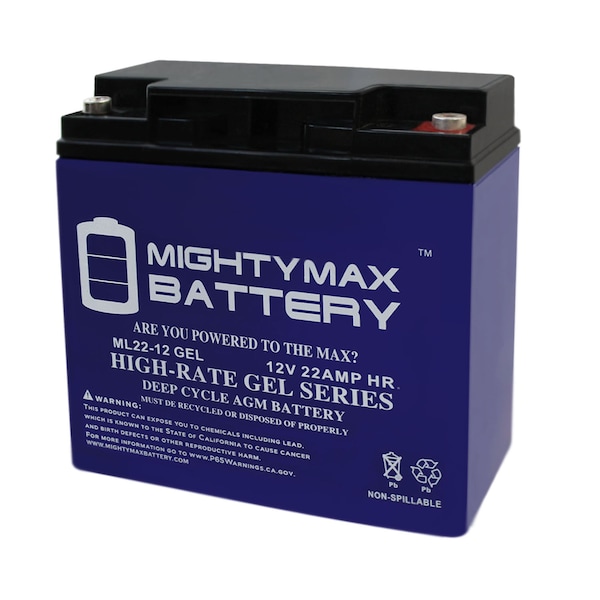 12V 22AH GEL Battery Replaces XPower PowerSource 1800 - 2 Pack